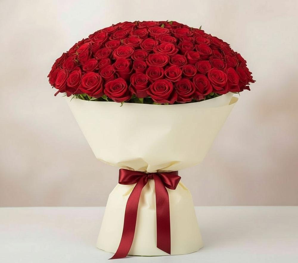 Букет 101 Красная роза Милано в Путевке