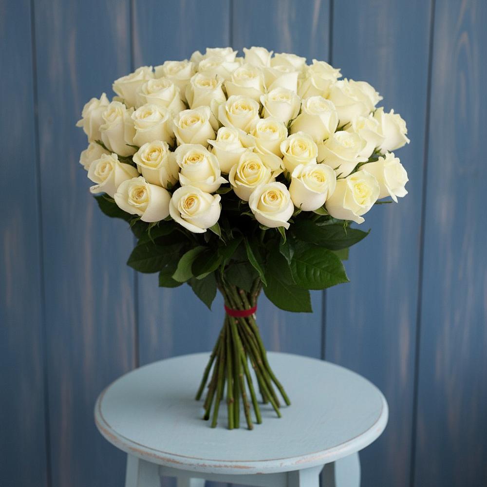 Букет 51 Белая роза Эдлесс Лав в Путевке