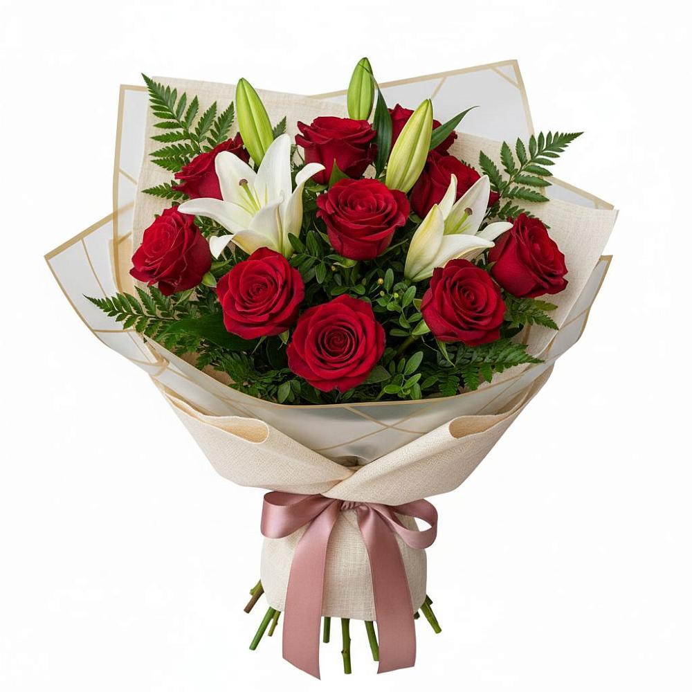 Букет цветов из: Лилии и Розы в Путевке