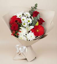 Букет цветов из:  Розы, Хризантемы, Герберы и Лилии в Путевке