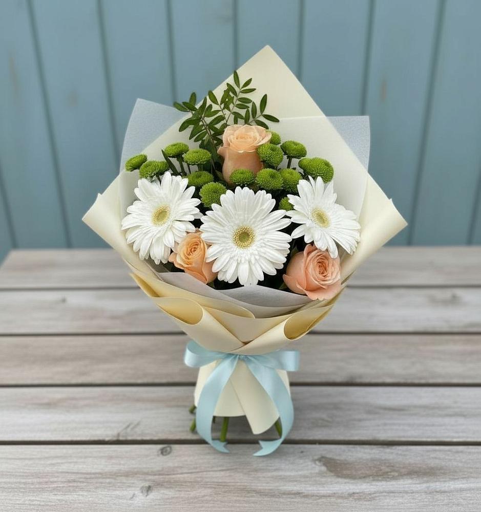 Букет цветов из: Герберы, Розы и Хризантемы в Путевке