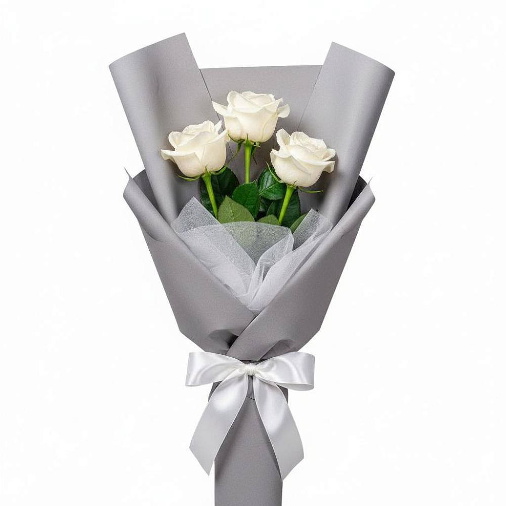 Букет 3 белые розы в Путевке