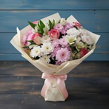 Букет цветов из:  Хризантемы, Альстромерии и Розы в Путевке