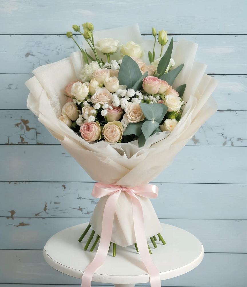 Букет цветов из: Розы и Лизиантусы в Путевке