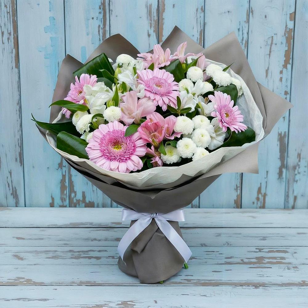 Букет цветов из: Герберы, Альстромерии и Хризантемы в Путевке