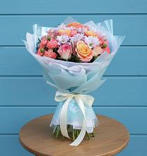 Букет цветов из:  Хризантемы и Розы в Путевке